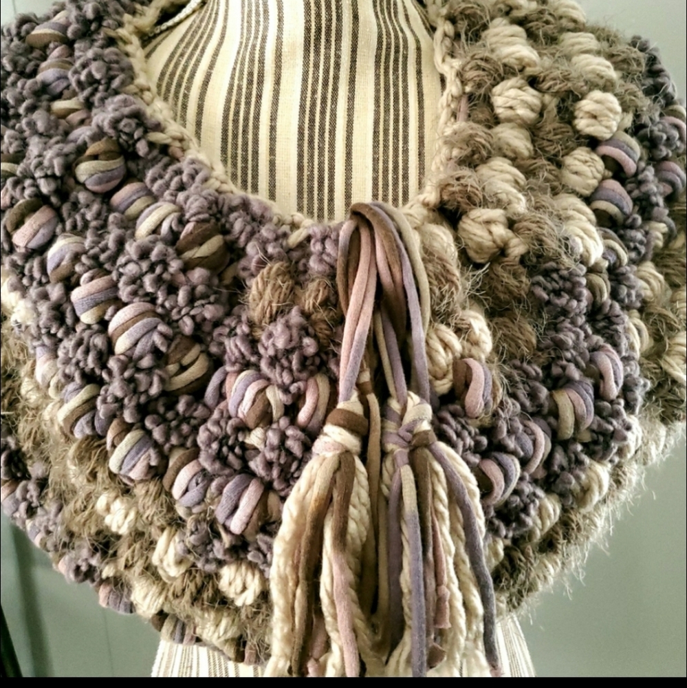 Handcrafted Boho Textured Chunky Cowl Neck Scarf